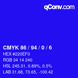カラーコード: CMYK 86 / 94 / 0 / 6 | qconv.com