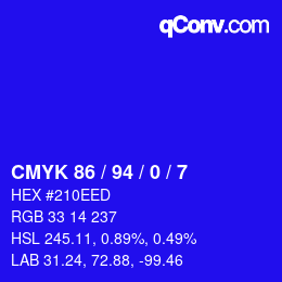 颜色代码: CMYK 86 / 94 / 0 / 7 | qconv.com