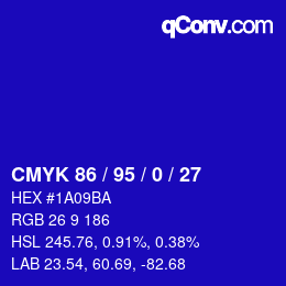 Color code: CMYK 86 / 95 / 0 / 27 | qconv.com