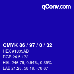 Color code: CMYK 86 / 97 / 0 / 32 | qconv.com