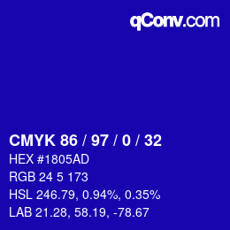 Color code: CMYK 86 / 97 / 0 / 32 | qconv.com