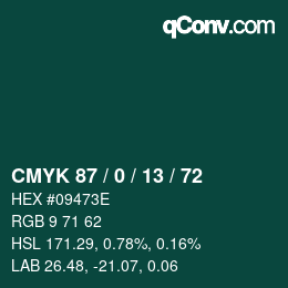 Código de color: CMYK 87 / 0 / 13 / 72 | qconv.com