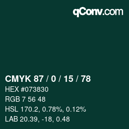 Color code: CMYK 87 / 0 / 15 / 78 | qconv.com