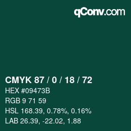 Color code: CMYK 87 / 0 / 18 / 72 | qconv.com