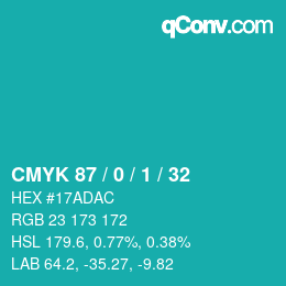 Color code: CMYK 87 / 0 / 1 / 32 | qconv.com