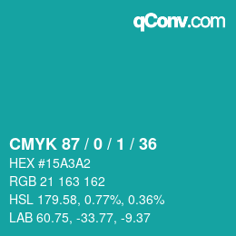 Color code: CMYK 87 / 0 / 1 / 36 | qconv.com
