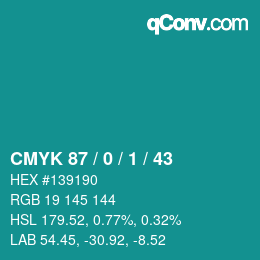 Color code: CMYK 87 / 0 / 1 / 43 | qconv.com