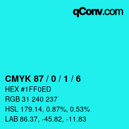 Color code: CMYK 87 / 0 / 1 / 6 | qconv.com
