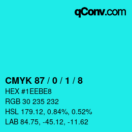 Color code: CMYK 87 / 0 / 1 / 8 | qconv.com