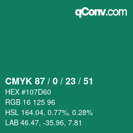 Color code: CMYK 87 / 0 / 23 / 51 | qconv.com