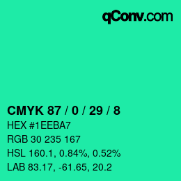 Color code: CMYK 87 / 0 / 29 / 8 | qconv.com