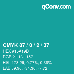 Color code: CMYK 87 / 0 / 2 / 37 | qconv.com