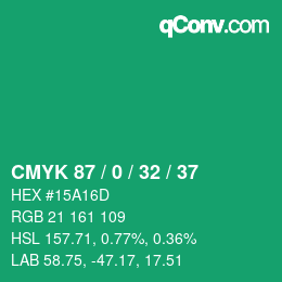 Color code: CMYK 87 / 0 / 32 / 37 | qconv.com