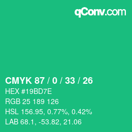 Código de color: CMYK 87 / 0 / 33 / 26 | qconv.com