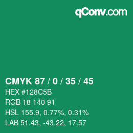 Color code: CMYK 87 / 0 / 35 / 45 | qconv.com