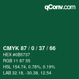 Color code: CMYK 87 / 0 / 37 / 66 | qconv.com