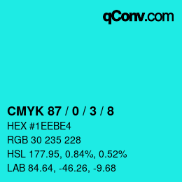 Color code: CMYK 87 / 0 / 3 / 8 | qconv.com