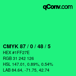 Color code: CMYK 87 / 0 / 48 / 5 | qconv.com