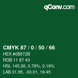 Farbcode: CMYK 87 / 0 / 50 / 66 | qconv.com