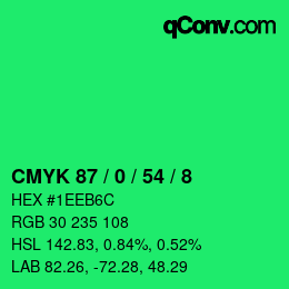 Color code: CMYK 87 / 0 / 54 / 8 | qconv.com