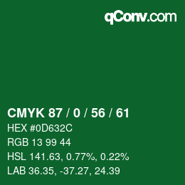 Color code: CMYK 87 / 0 / 56 / 61 | qconv.com
