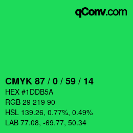 Color code: CMYK 87 / 0 / 59 / 14 | qconv.com