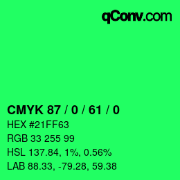 Color code: CMYK 87 / 0 / 61 / 0 | qconv.com