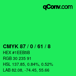 カラーコード: CMYK 87 / 0 / 61 / 8 | qconv.com