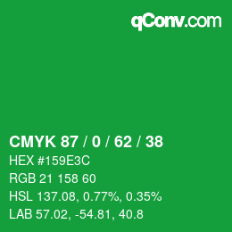 Color code: CMYK 87 / 0 / 62 / 38 | qconv.com