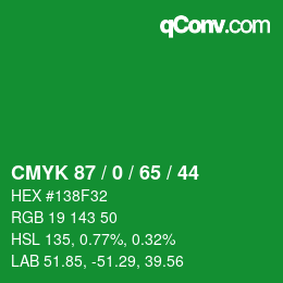 颜色代码: CMYK 87 / 0 / 65 / 44 | qconv.com