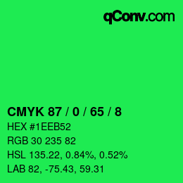Color code: CMYK 87 / 0 / 65 / 8 | qconv.com