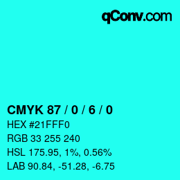 Color code: CMYK 87 / 0 / 6 / 0 | qconv.com