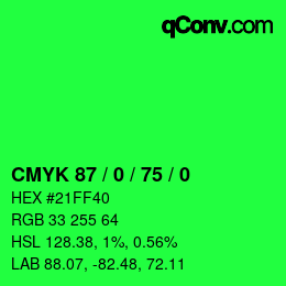 Color code: CMYK 87 / 0 / 75 / 0 | qconv.com