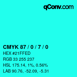 Color code: CMYK 87 / 0 / 7 / 0 | qconv.com