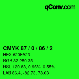 Color code: CMYK 87 / 0 / 86 / 2 | qconv.com