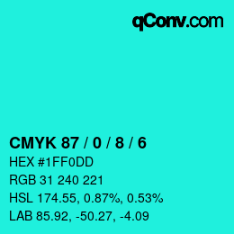 Color code: CMYK 87 / 0 / 8 / 6 | qconv.com
