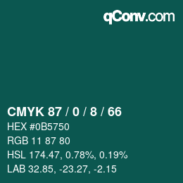Color code: CMYK 87 / 0 / 8 / 66 | qconv.com