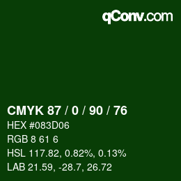 Color code: CMYK 87 / 0 / 90 / 76 | qconv.com