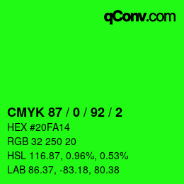Color code: CMYK 87 / 0 / 92 / 2 | qconv.com