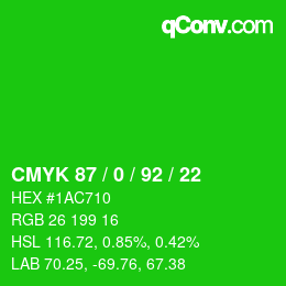 Color code: CMYK 87 / 0 / 92 / 22 | qconv.com