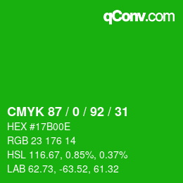 Color code: CMYK 87 / 0 / 92 / 31 | qconv.com