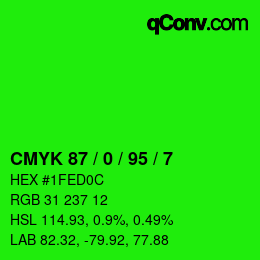 颜色代码: CMYK 87 / 0 / 95 / 7 | qconv.com