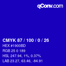 Código de color: CMYK 87 / 100 / 0 / 26 | qconv.com