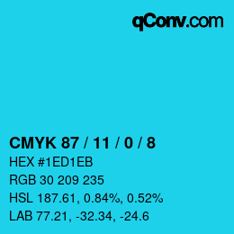 Color code: CMYK 87 / 11 / 0 / 8 | qconv.com
