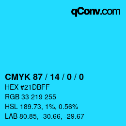 Color code: CMYK 87 / 14 / 0 / 0 | qconv.com