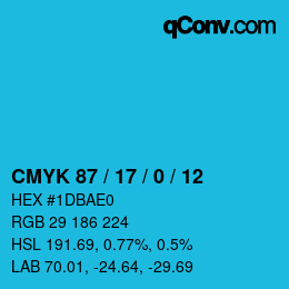 Color code: CMYK 87 / 17 / 0 / 12 | qconv.com