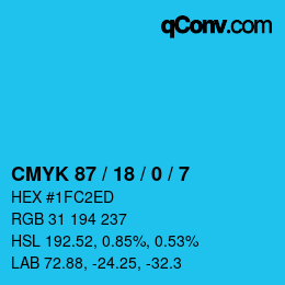 Color code: CMYK 87 / 18 / 0 / 7 | qconv.com