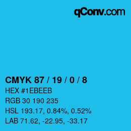 Color code: CMYK 87 / 19 / 0 / 8 | qconv.com
