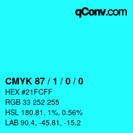 颜色代码: CMYK 87 / 1 / 0 / 0 | qconv.com