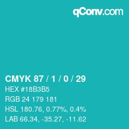 カラーコード: CMYK 87 / 1 / 0 / 29 | qconv.com
